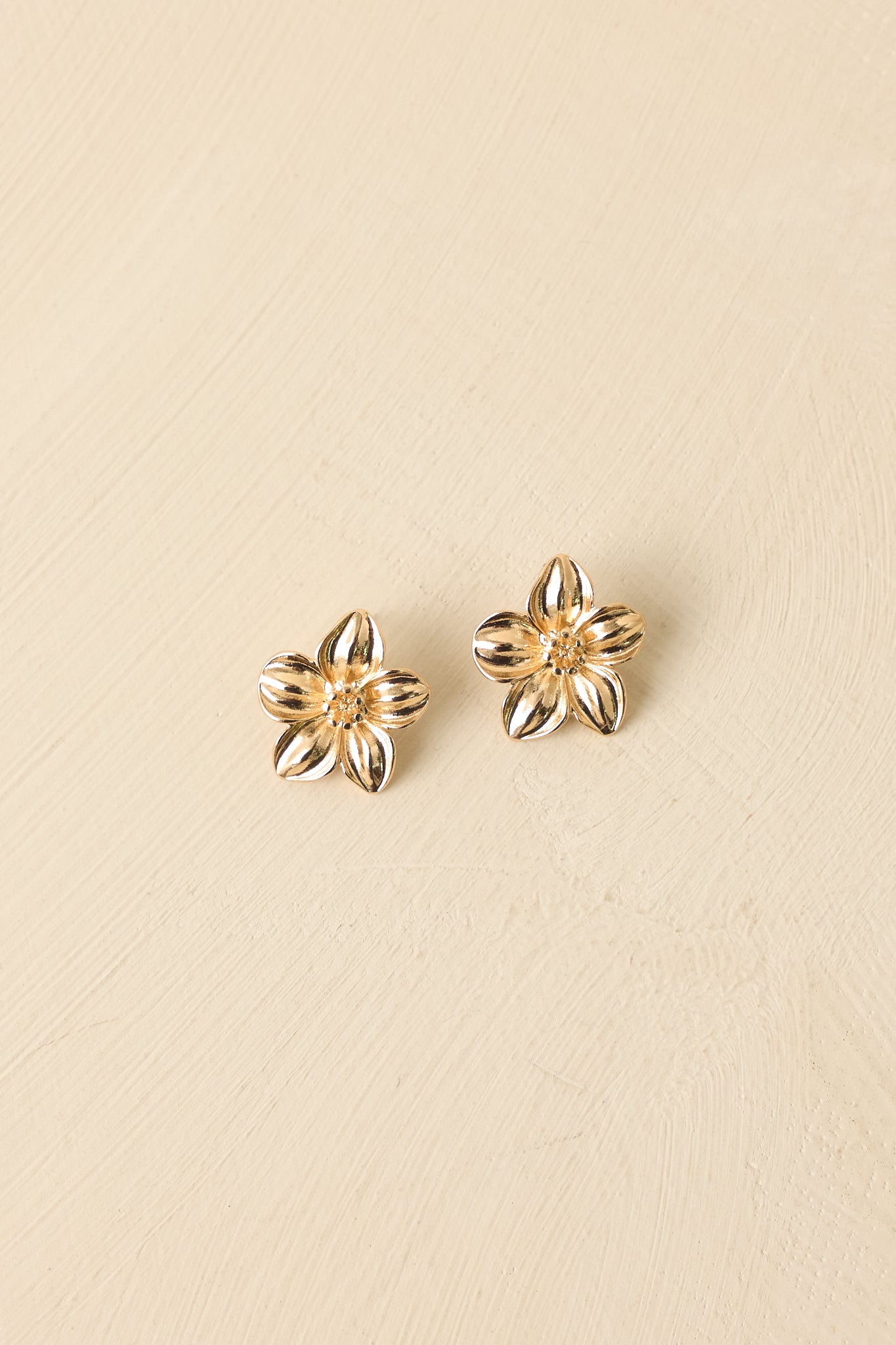 Oh, We're Glowing Gold Flower Stud Earrings