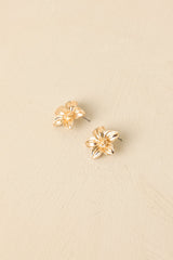 Oh, We're Glowing Gold Flower Stud Earrings