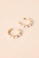 Trust The Process Ivory Pearl Gold Hoop Earrings
