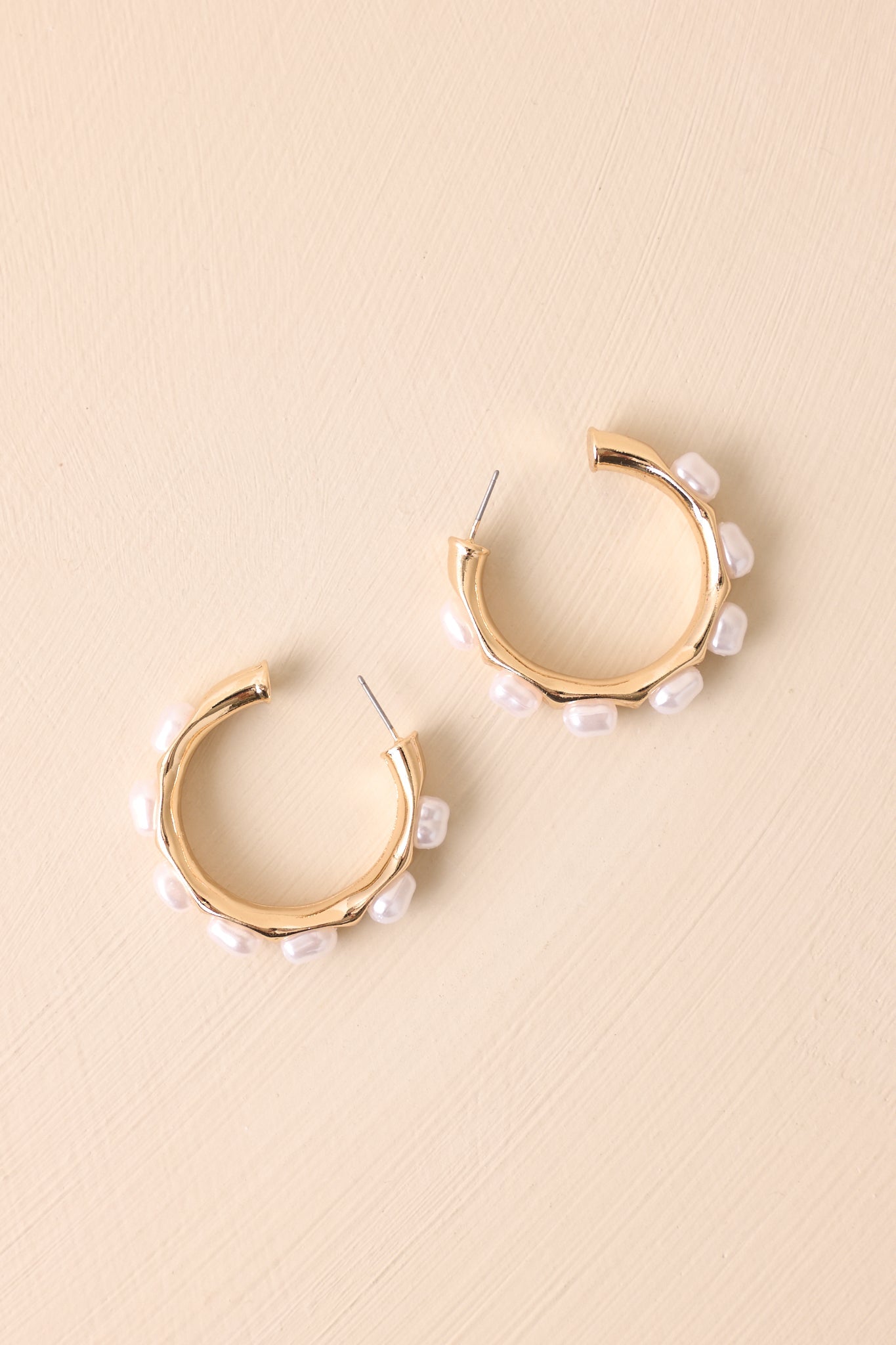 Trust The Process Ivory Pearl Gold Hoop Earrings