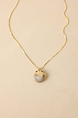 Drift to the Sea Gold Shell Pendant Necklace