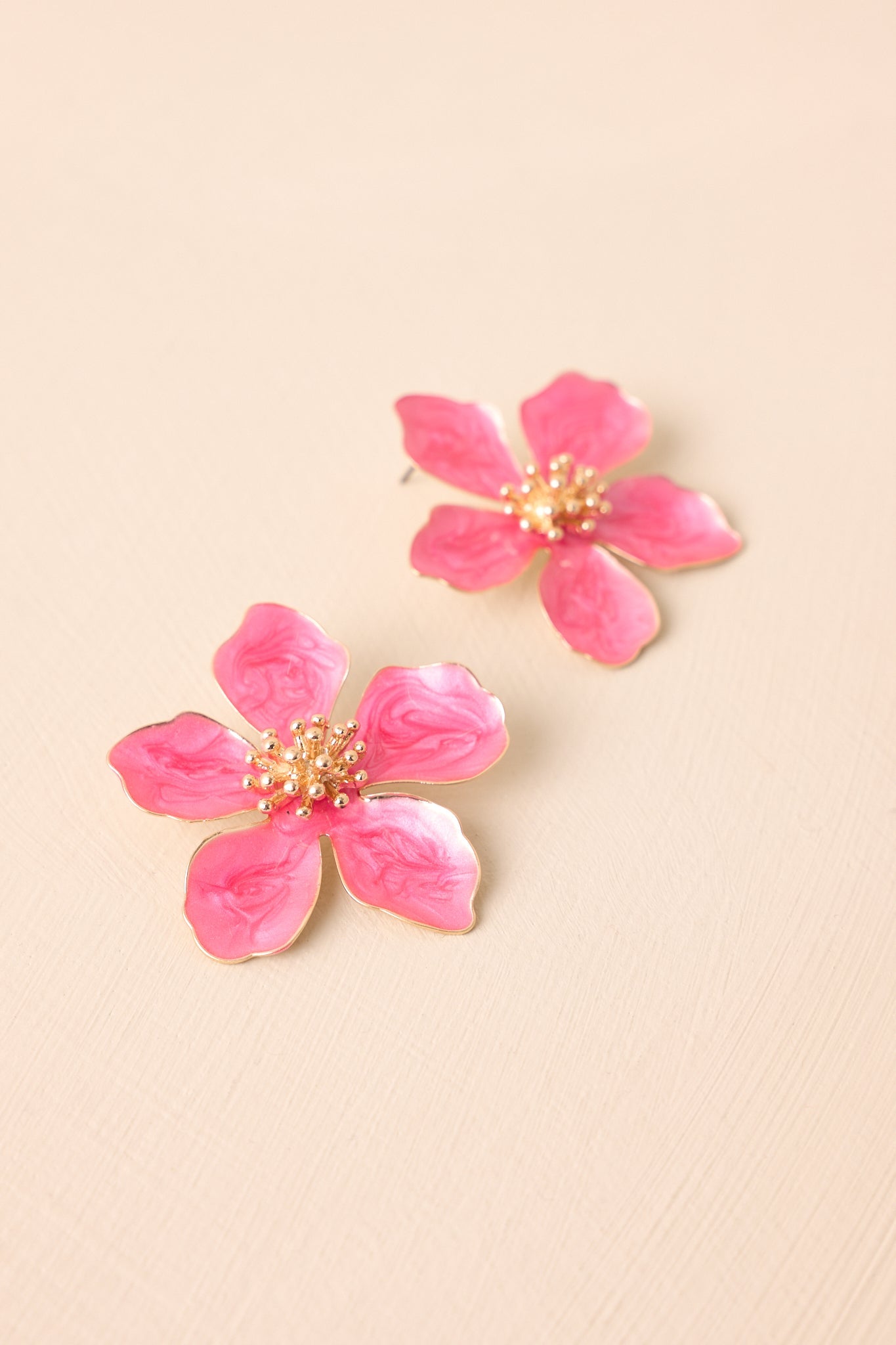 Rooftop Garden Fuchsia Pink Pearlescent Flower Earrings