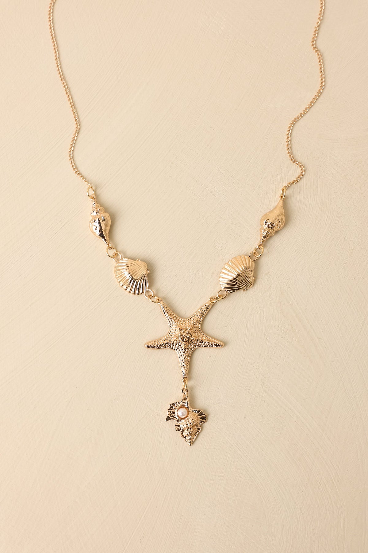 Ocean Glow Gold Multi Shell & Starfish Necklace