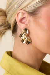 Petal to the Metal Gold Statement Drop Earrings