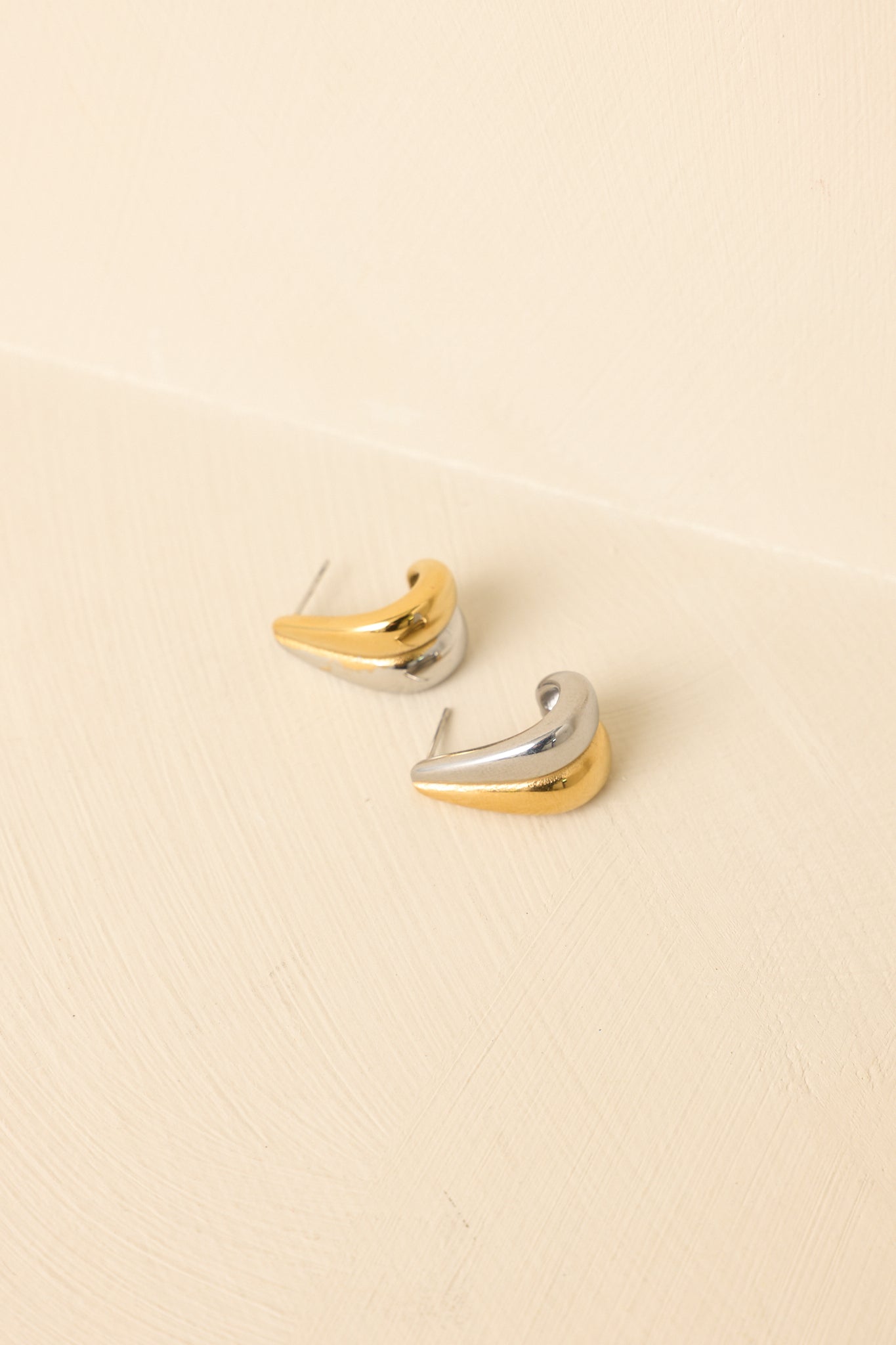 Twice as Chic Gold & Silver Two-Tone Sculptural Earrings