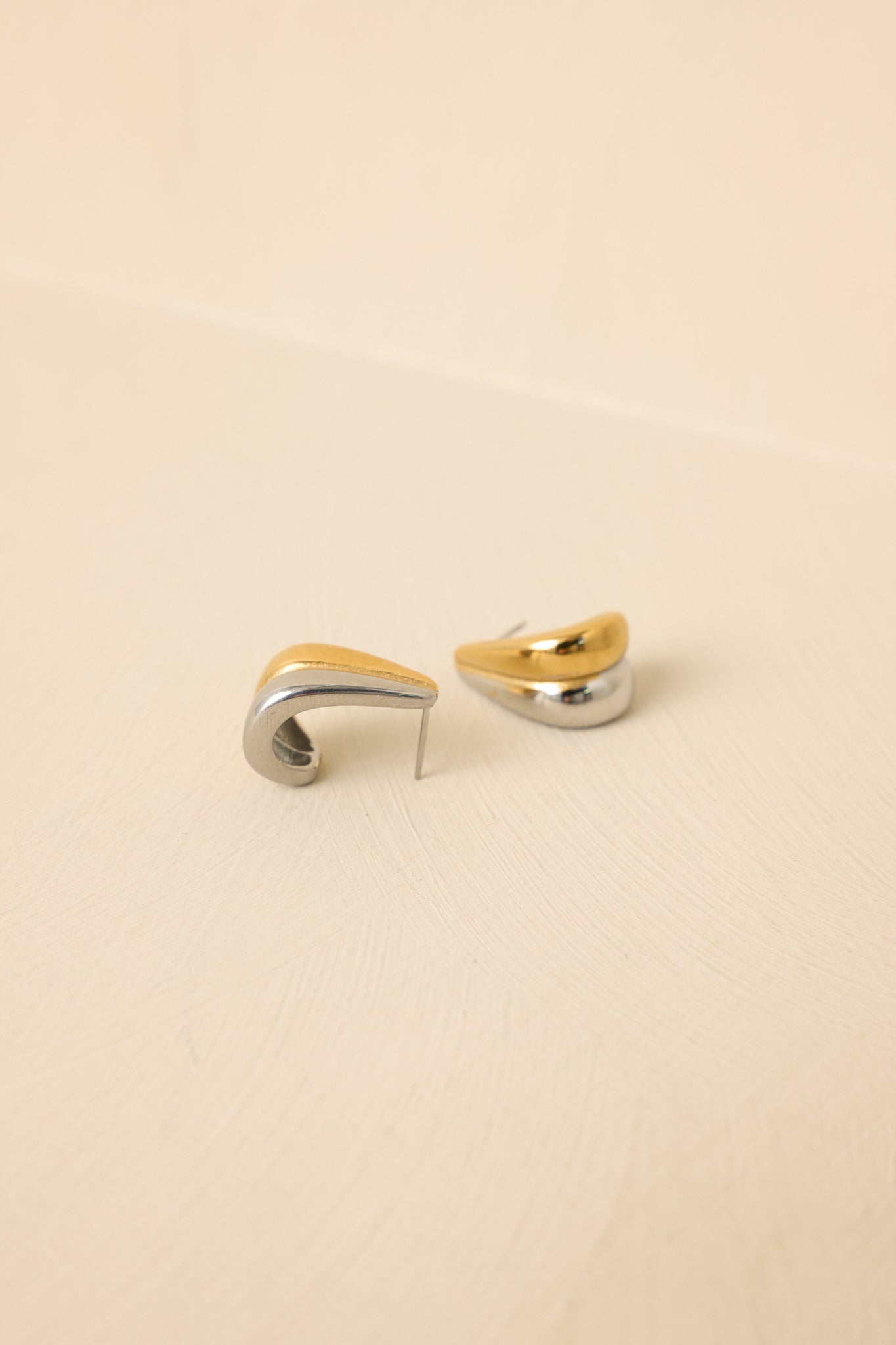 Twice as Chic Gold & Silver Two-Tone Sculptural Earrings