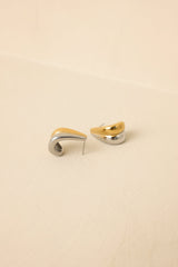 Twice as Chic Gold & Silver Two-Tone Sculptural Earrings