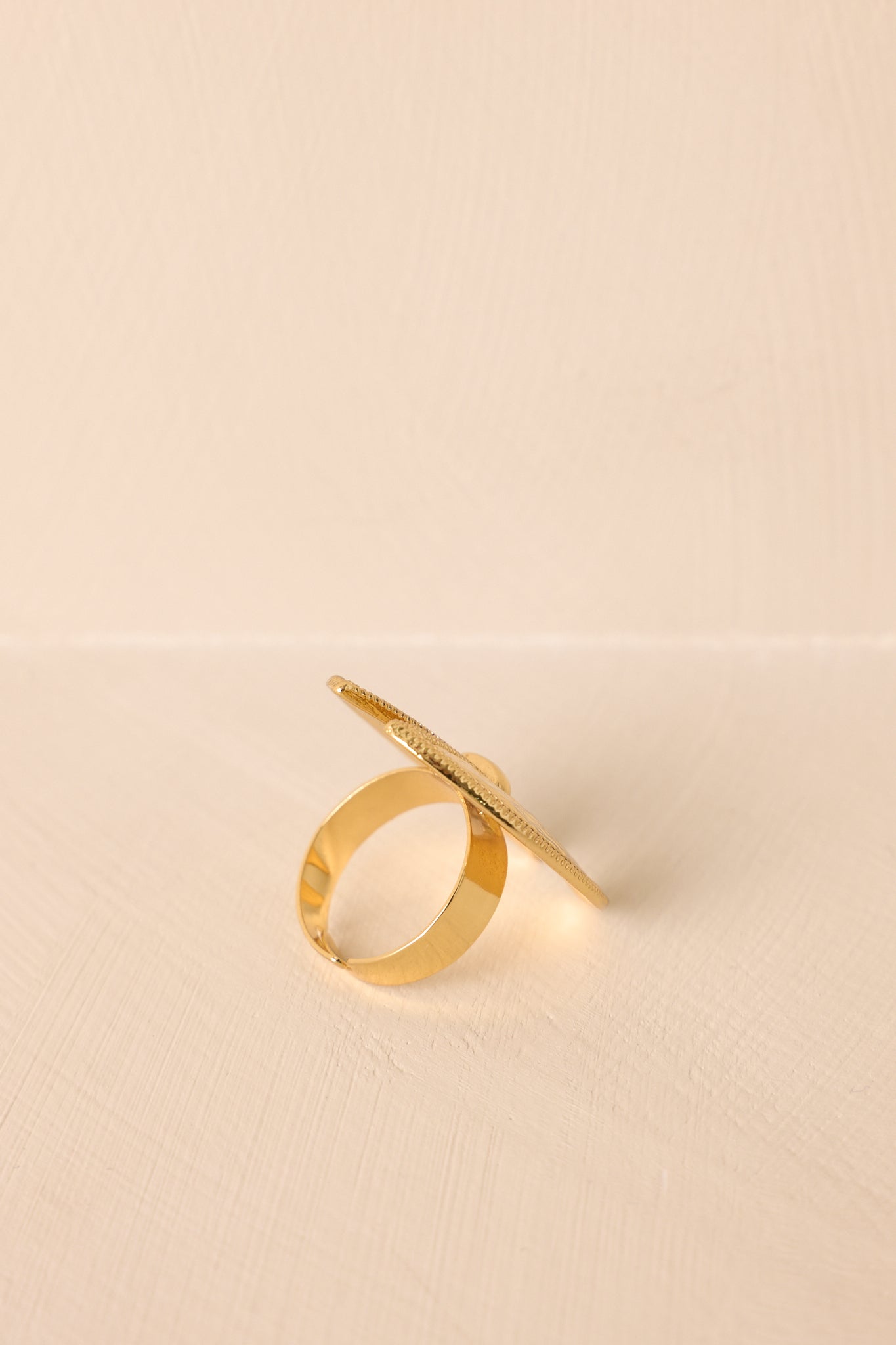 Sunset Hideaway Hammered Gold Adjustable Statement Ring