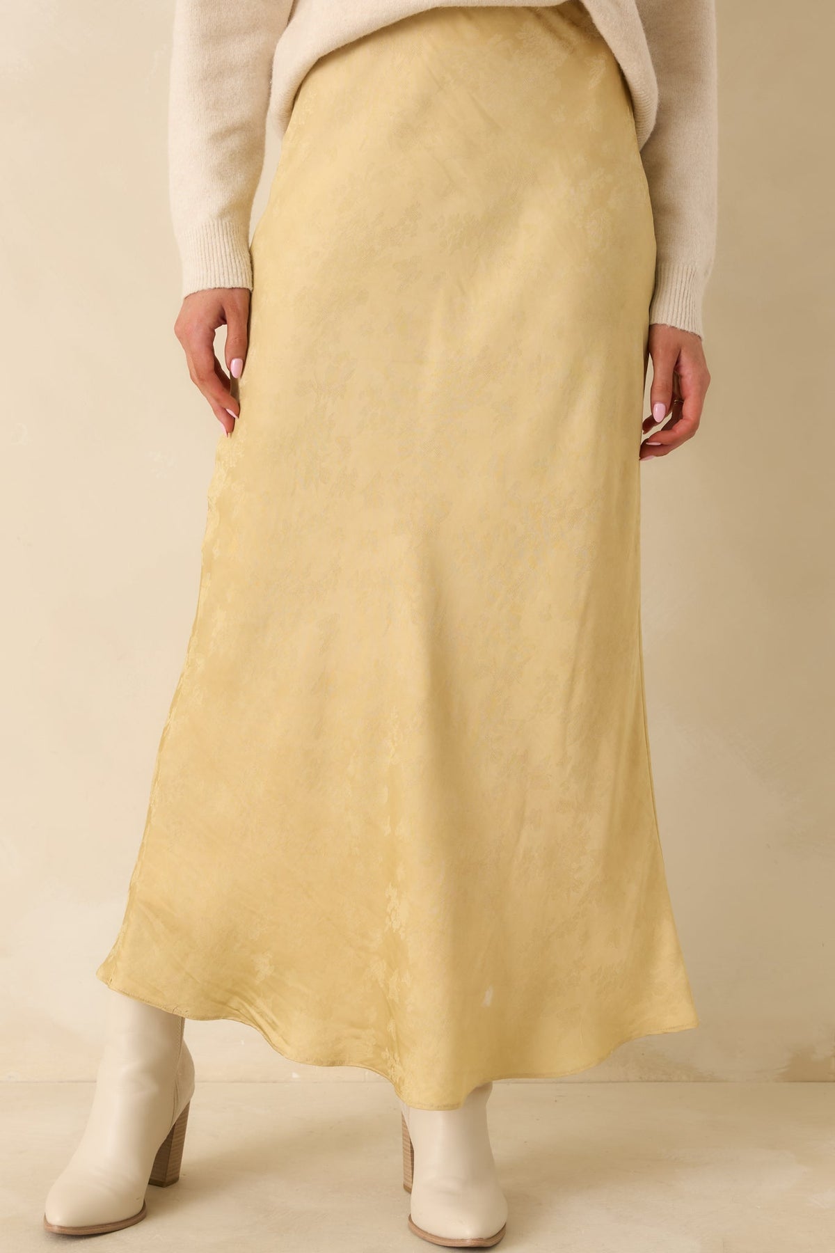 Don't Overthink It Yellow Gold Floral Jacquard Maxi Skirt