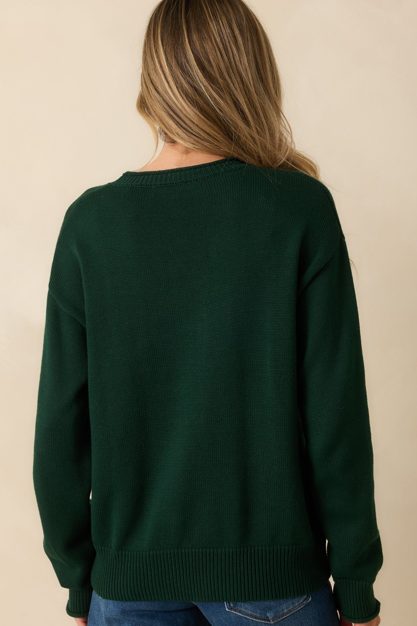 Don't Wait Around Hunter Green Teddy Bear Graphic Crewneck Sweater