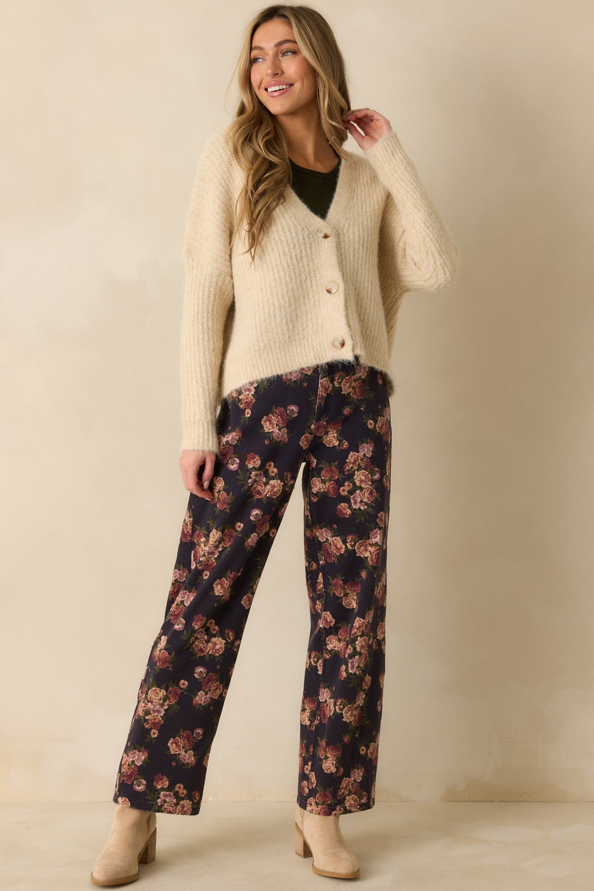 Always The Answer Ivory Ribbed Knit Button Up Cardigan