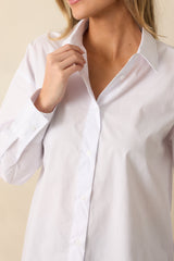 Came Prepared Cotton White Long Sleeve Button Front Top