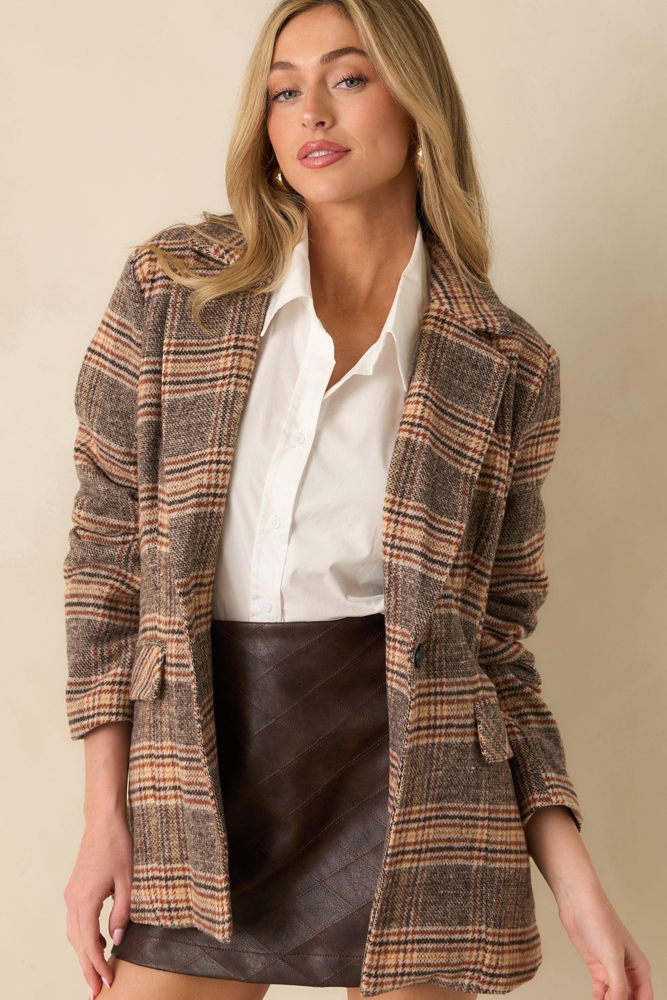 Timeless Type Brown Plaid Overcoat