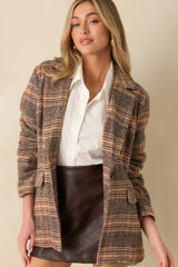 Timeless Type Brown Plaid Overcoat