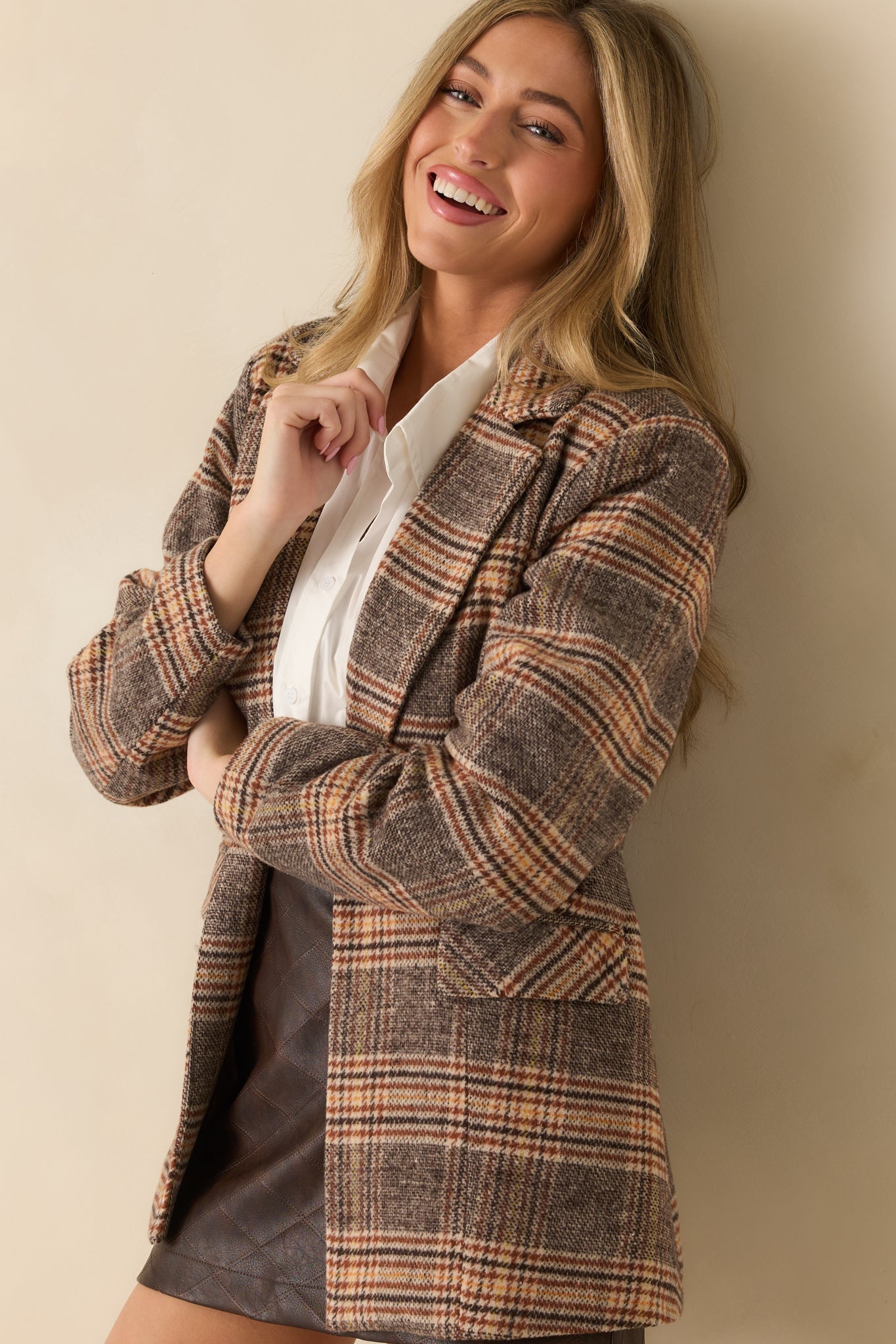 Timeless Type Brown Plaid Overcoat