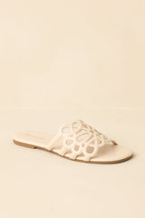 Slip Into Something Pretty Ivory Cutout Slide Sandals