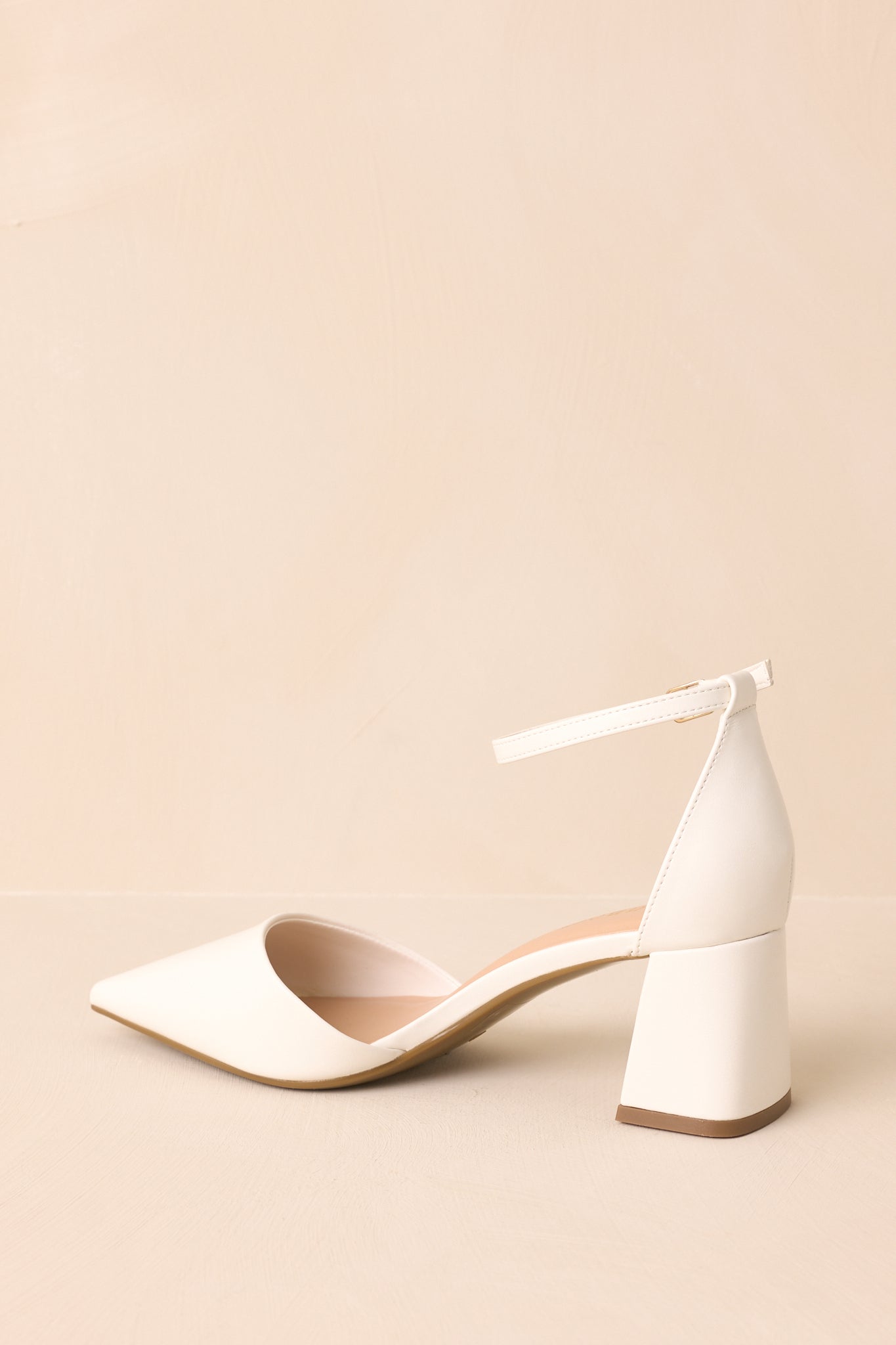 The Perfect Occasion White Pointed Toe Ankle Strap Block Heels
