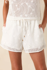 MINKPINK Sundara White Lace Drawstring Shorts