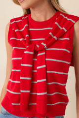 The Hamptons Called Red Stripe Layered Sweater Tank