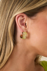 Golden Opportunity Chartreuse & Gold Square Hoop Earrings