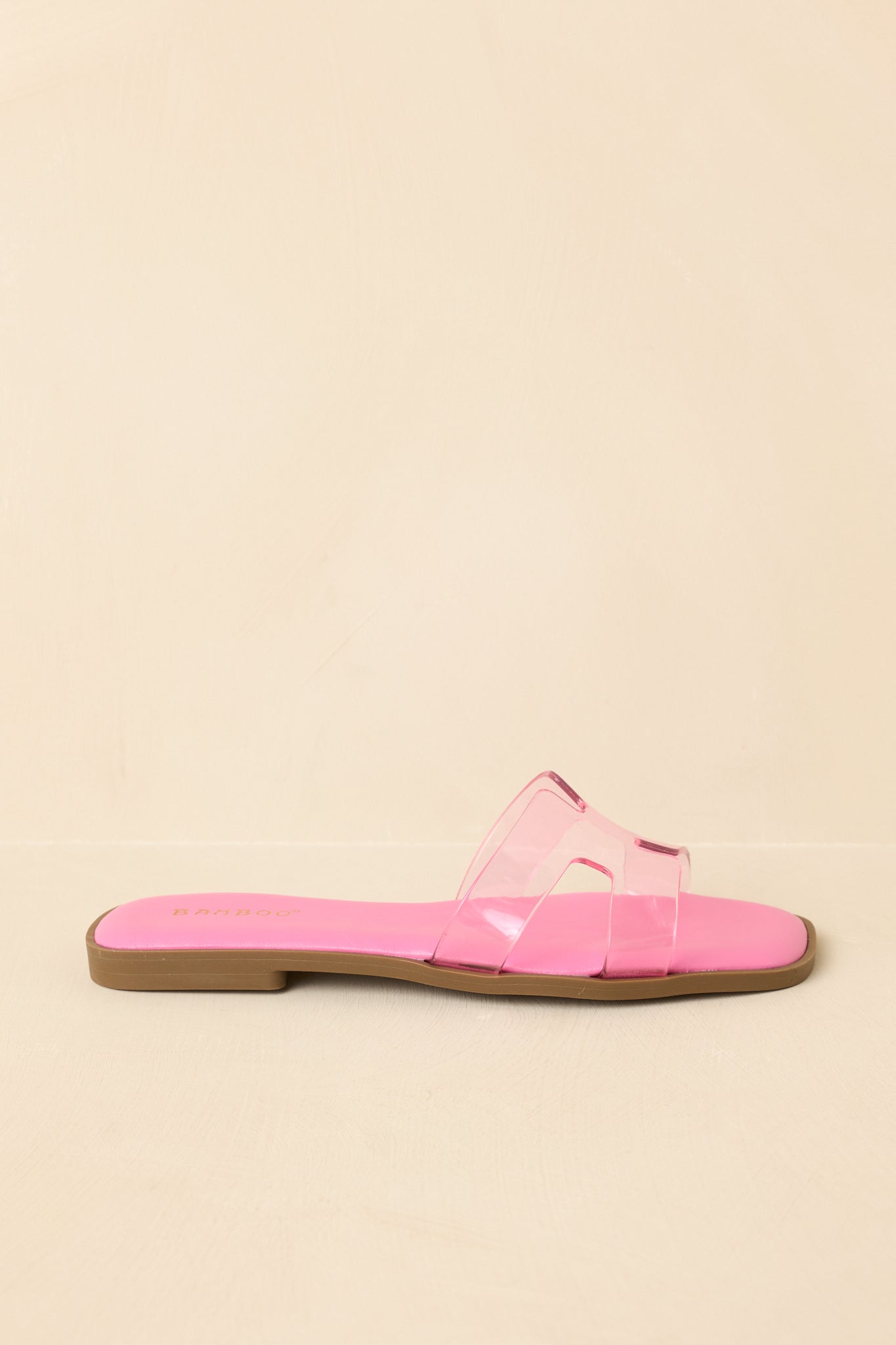 Clear the Way Pink Transparent Strap Slide Sandals