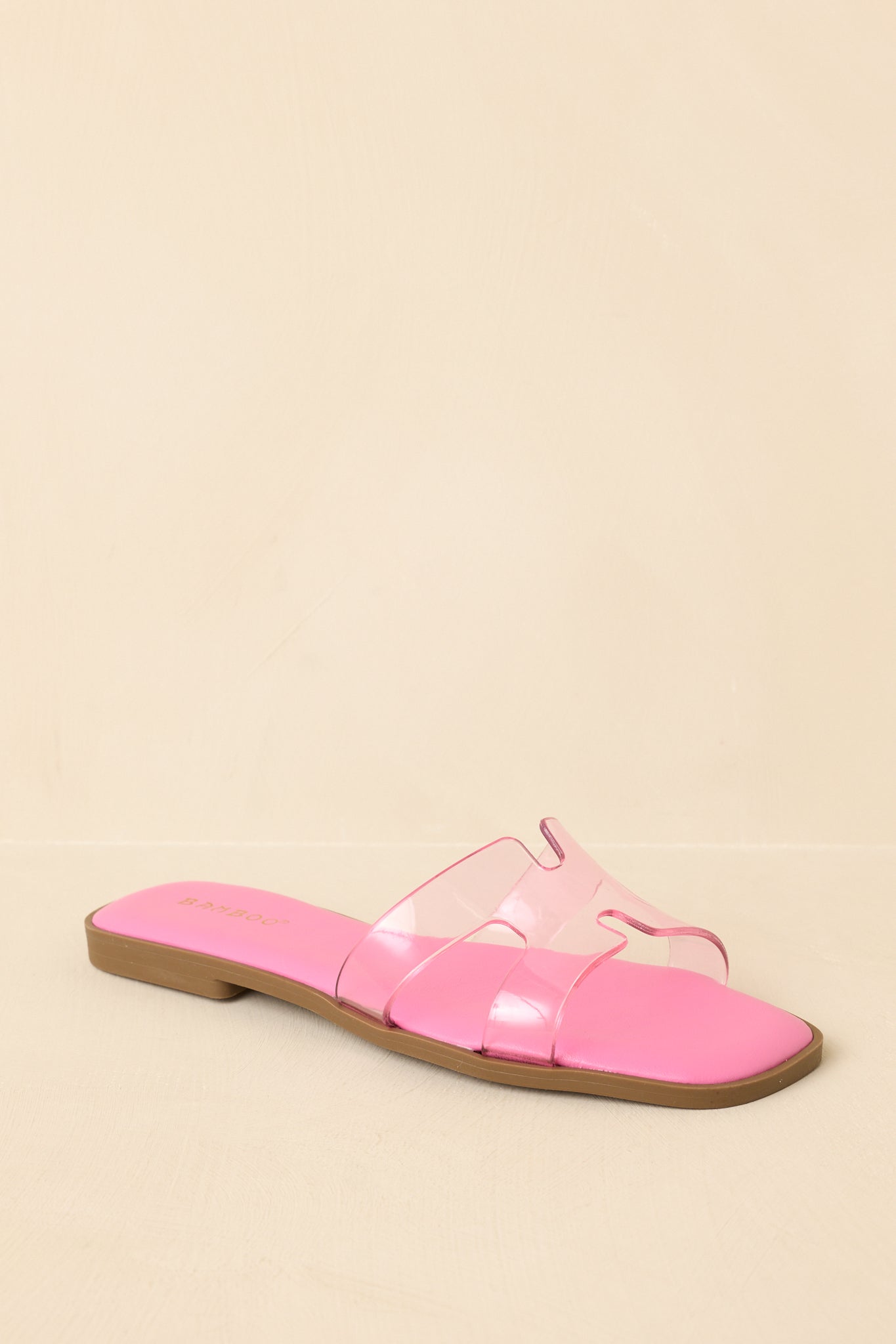 Clear the Way Pink Transparent Strap Slide Sandals