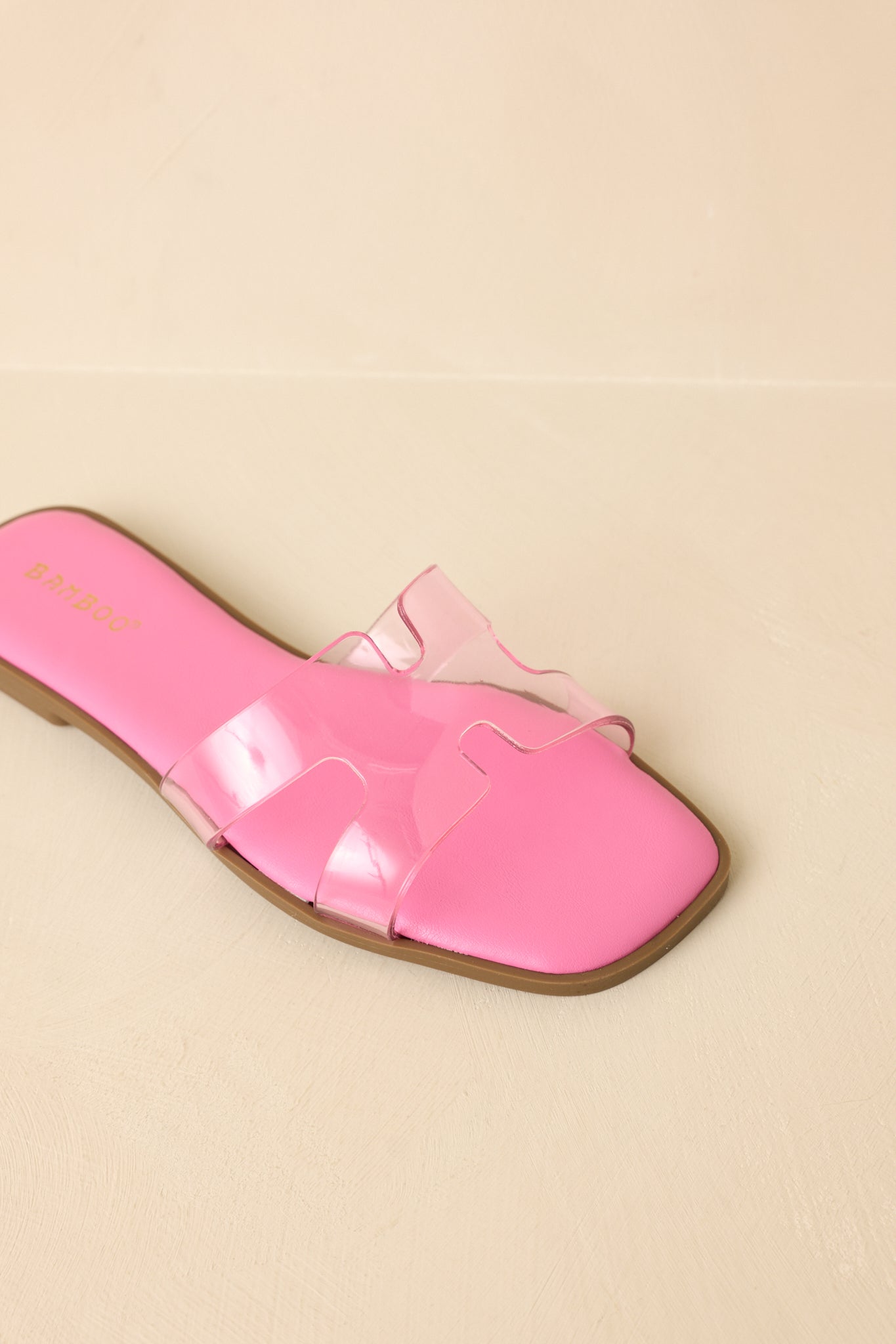 Clear the Way Pink Transparent Strap Slide Sandals
