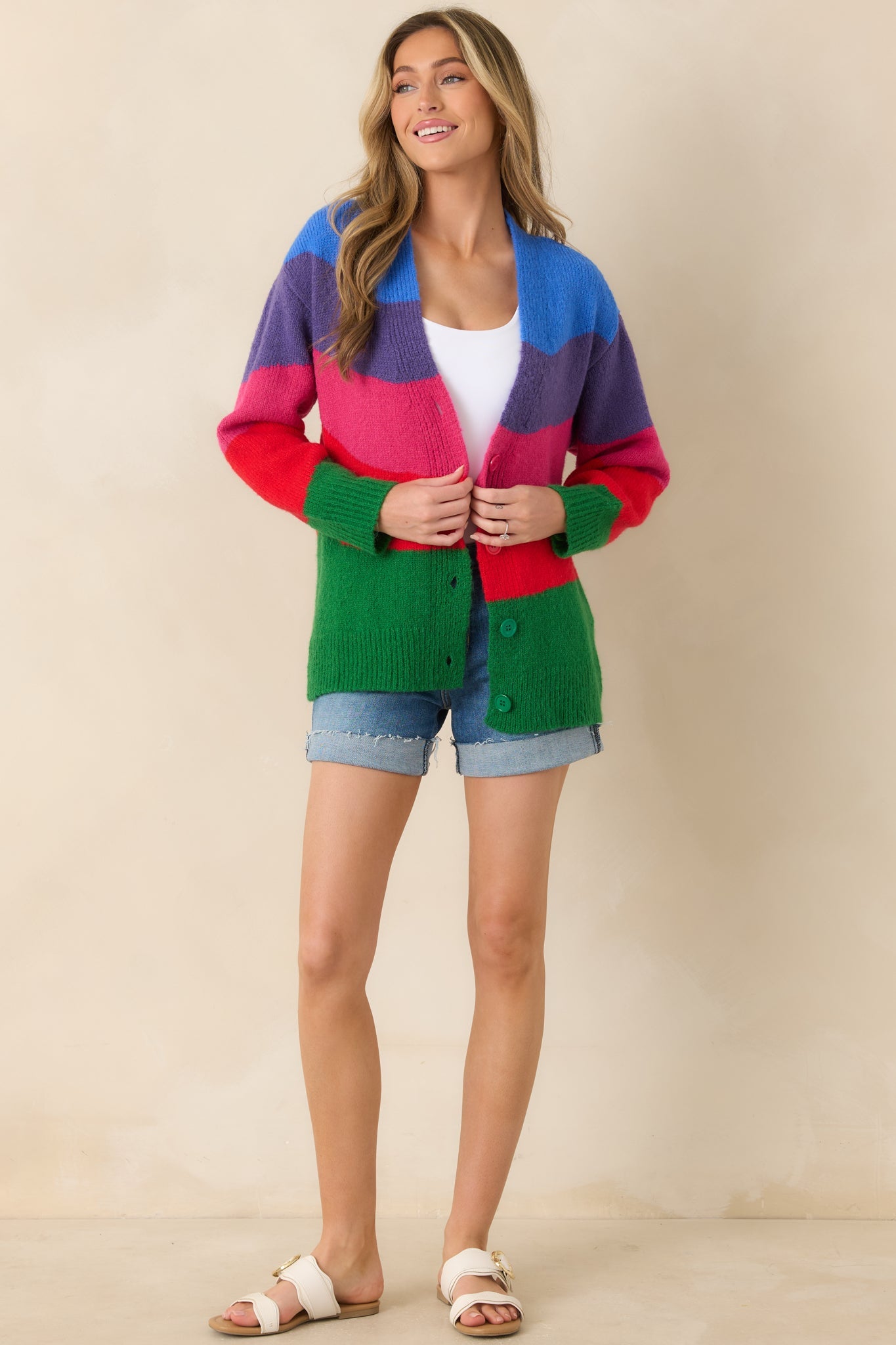 Color Me Happy Multi Colorblock Knit Cardigan