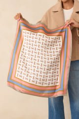 At First Light Pink Multi Equestrian Print Satin Scarf