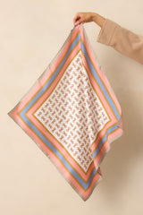 At First Light Pink Multi Equestrian Print Satin Scarf