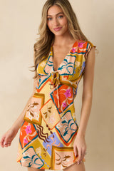 MINKPINK Rosin Yellow Multi Bold Scarf Print Mini Dress