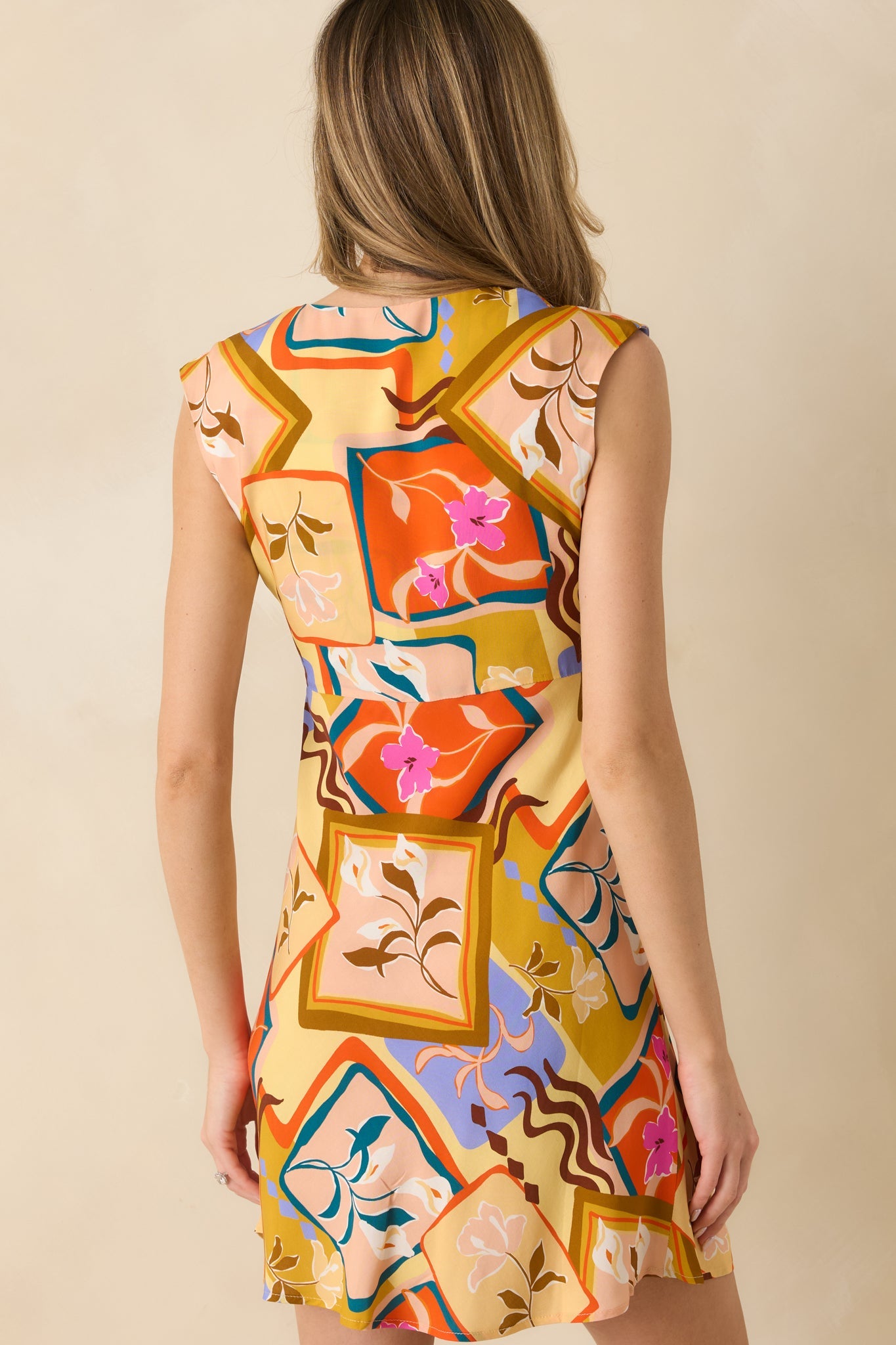 MINKPINK Rosin Yellow Multi Bold Scarf Print Mini Dress