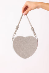 Shining Lights Silver Rhinestone Heart Handbag