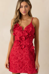 Because Of You Red Jacquard Mini Dress