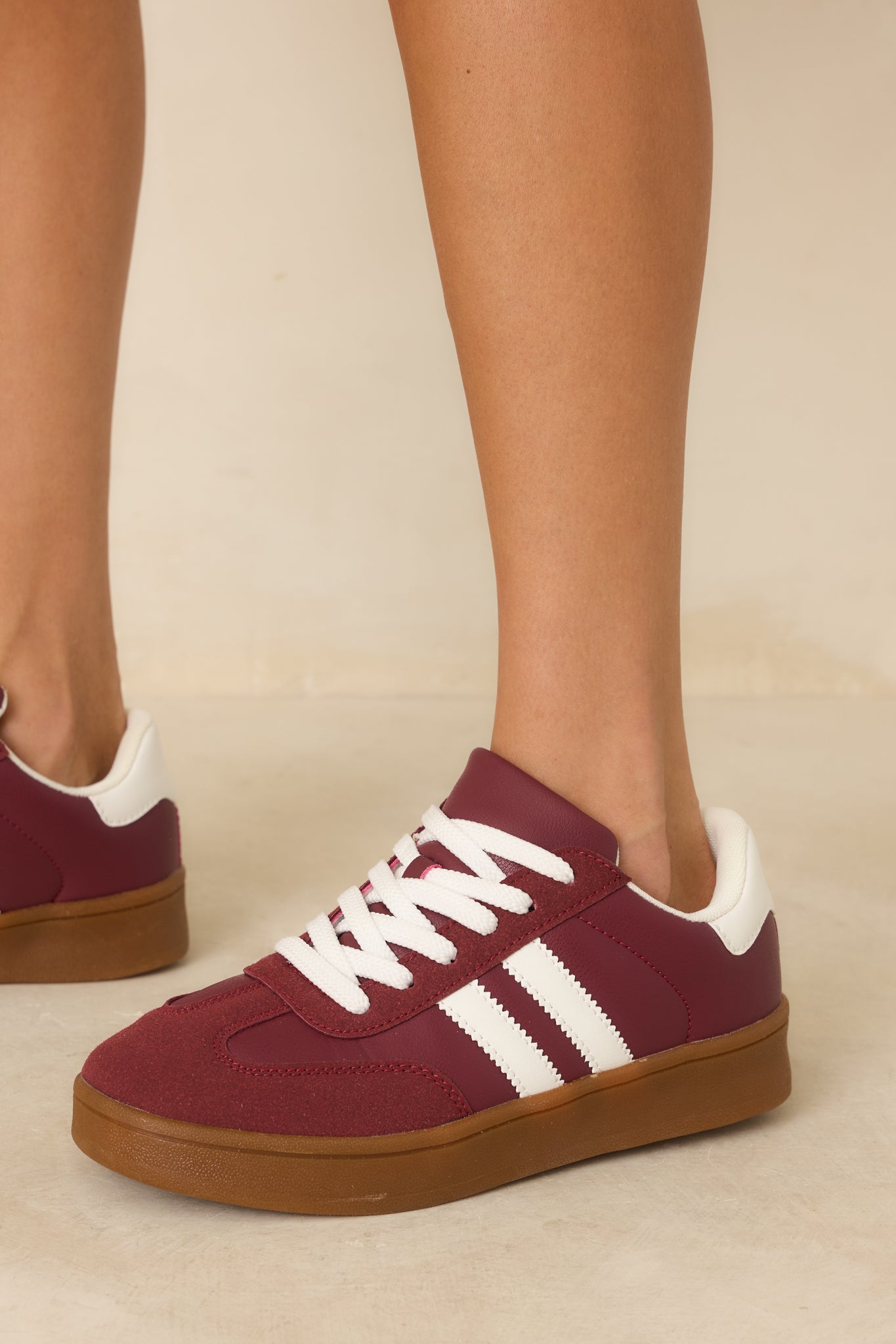 Chasing Chill Burgundy Faux Suede Lace-Up Sneakers