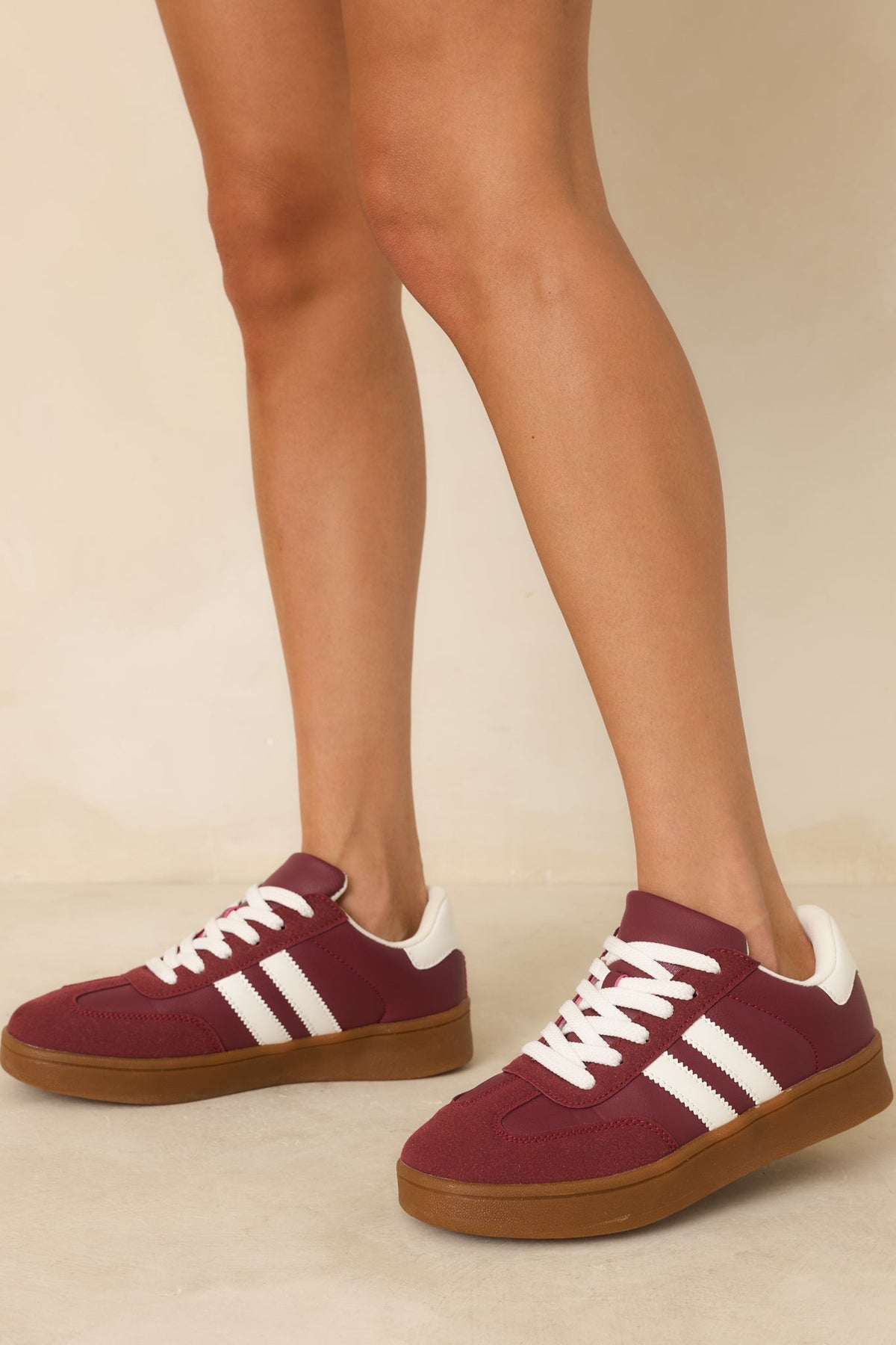 Chasing Chill Burgundy Faux Suede Lace-Up Sneakers