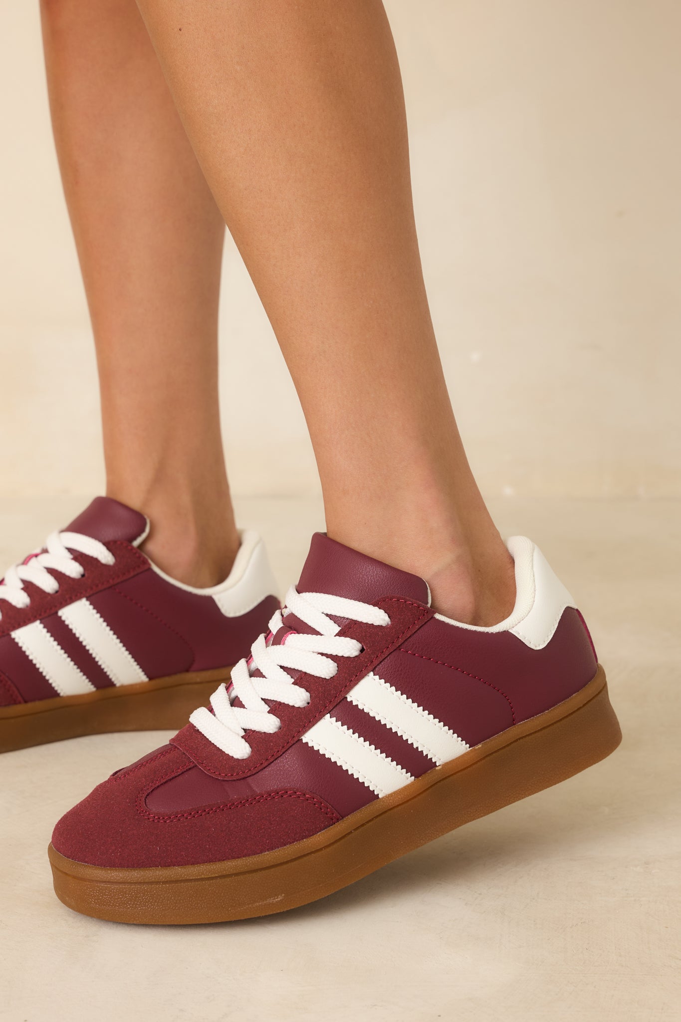 Chasing Chill Burgundy Faux Suede Lace-Up Sneakers