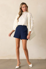 Drifting Currents Ivory Bow Blouse