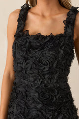 Something Good Black Floral Applique Maxi Dress