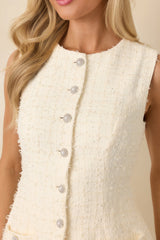 Won't Back Down Ivory Textured Woven Sleeveless Mini Dress