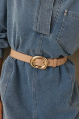 The Way She Carries Herself Taupe Faux Leather Belt