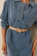 The Way She Carries Herself Taupe Faux Leather Belt