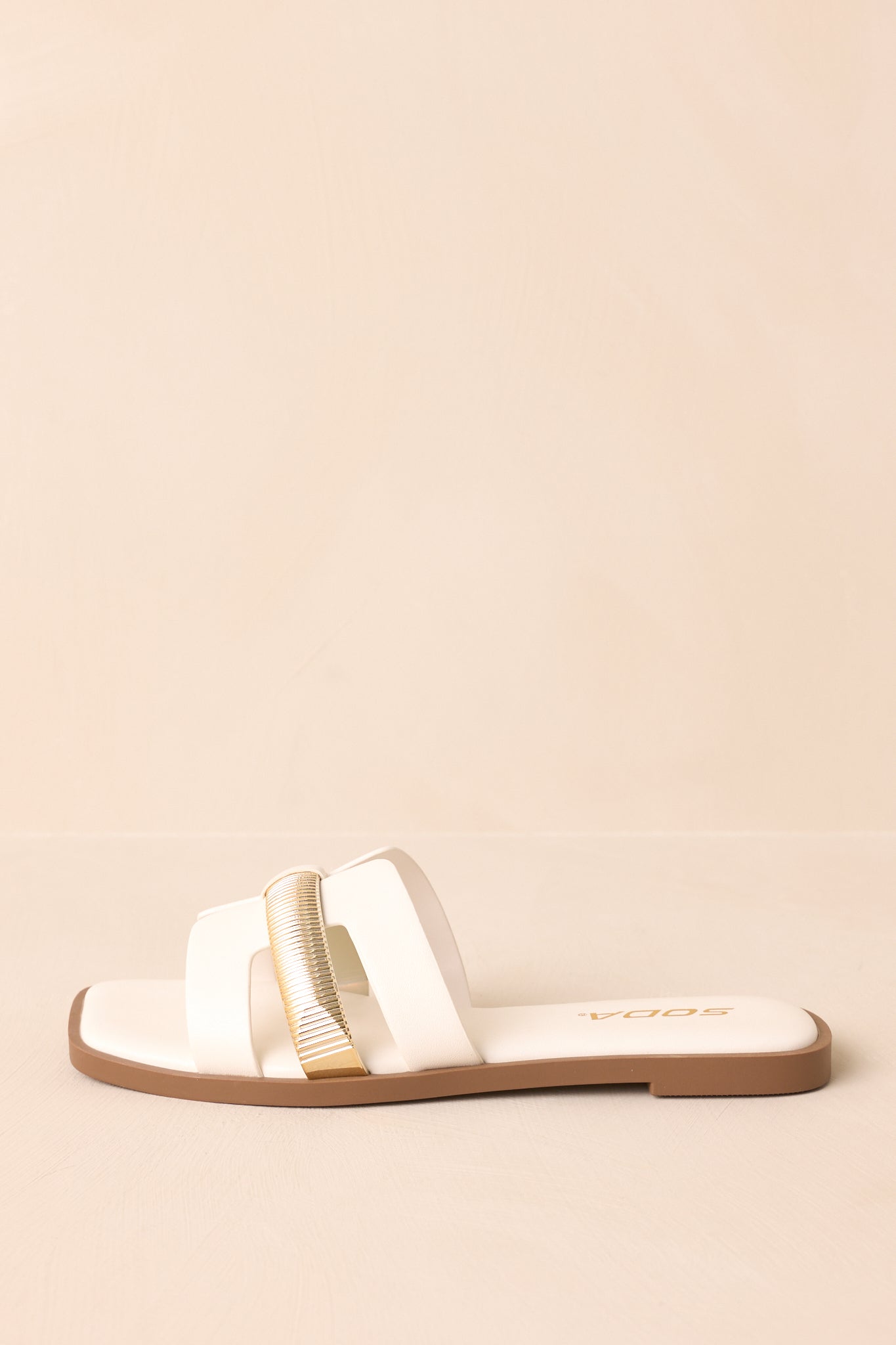 Starting The Day White Cut-Out Flat Slide Sandals