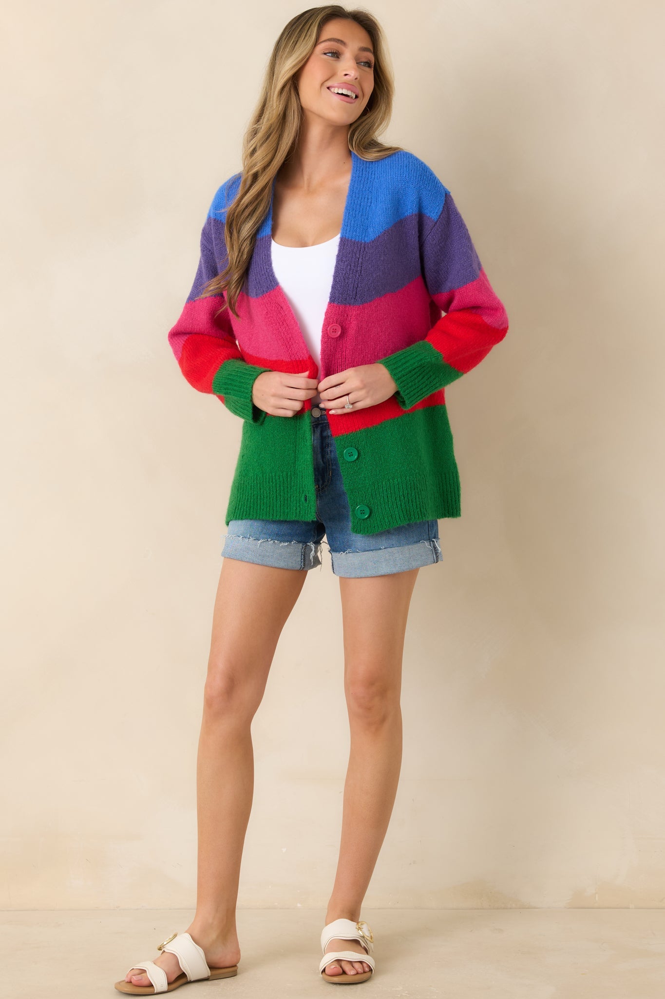 Color Me Happy Multi Colorblock Knit Cardigan