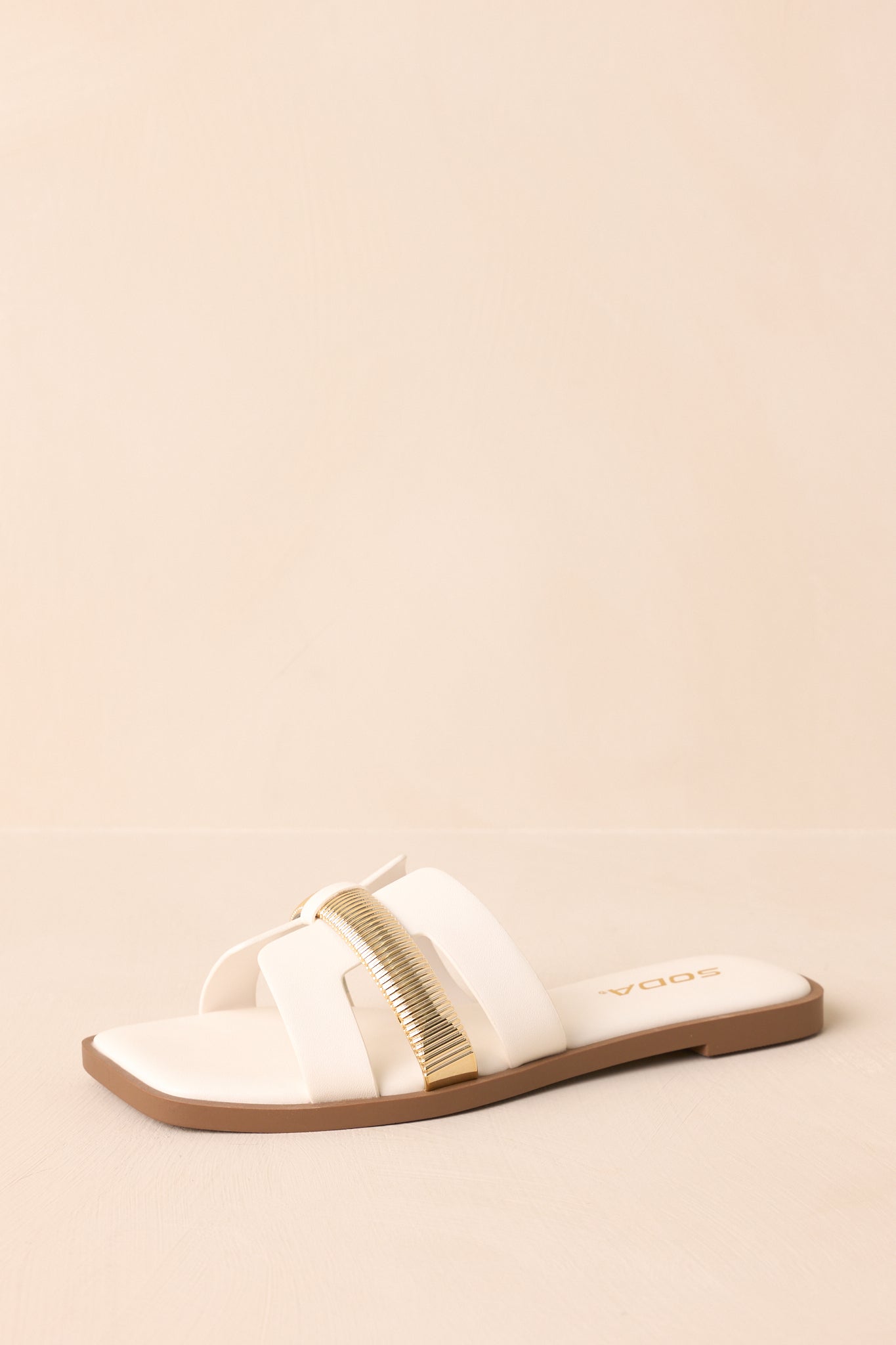 Starting The Day White Cut-Out Flat Slide Sandals