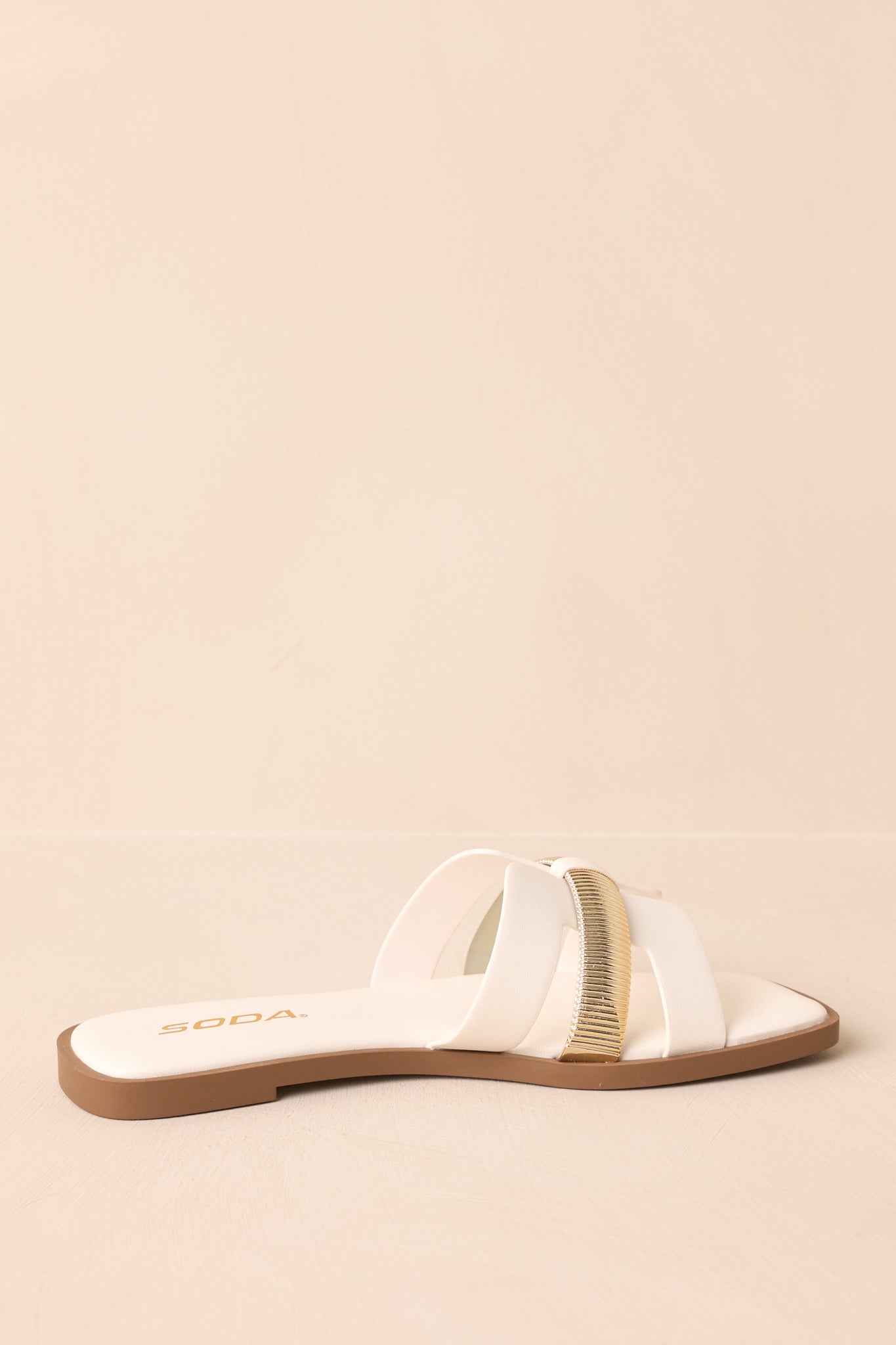 Starting The Day White Cut-Out Flat Slide Sandals