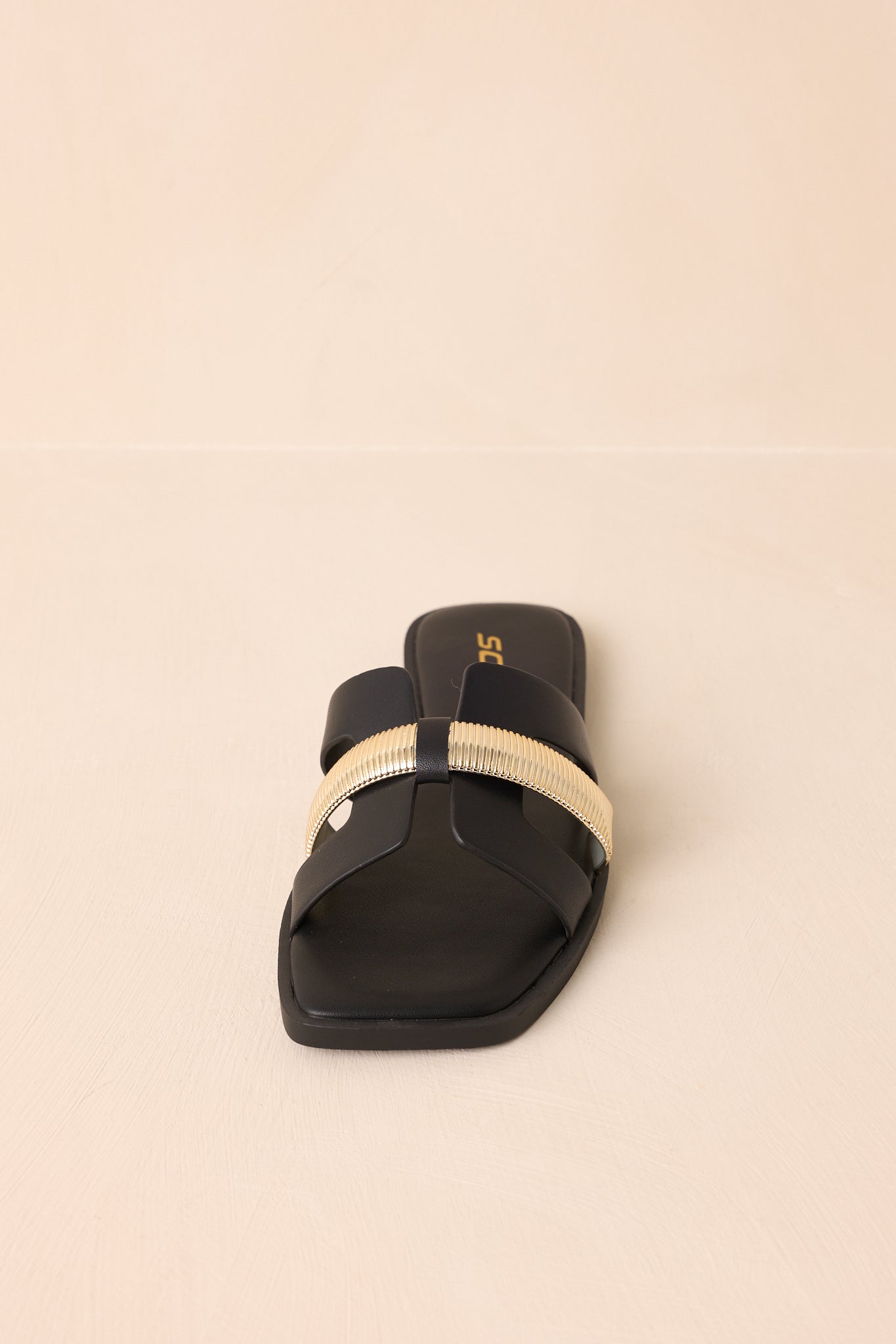 Starting The Day Black Cut-Out Flat Slide Sandals