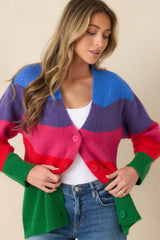 Color Me Happy Multi Colorblock Knit Cardigan