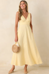 MINKPINK Kaia Butter Yellow Linen Blend Maxi Dress