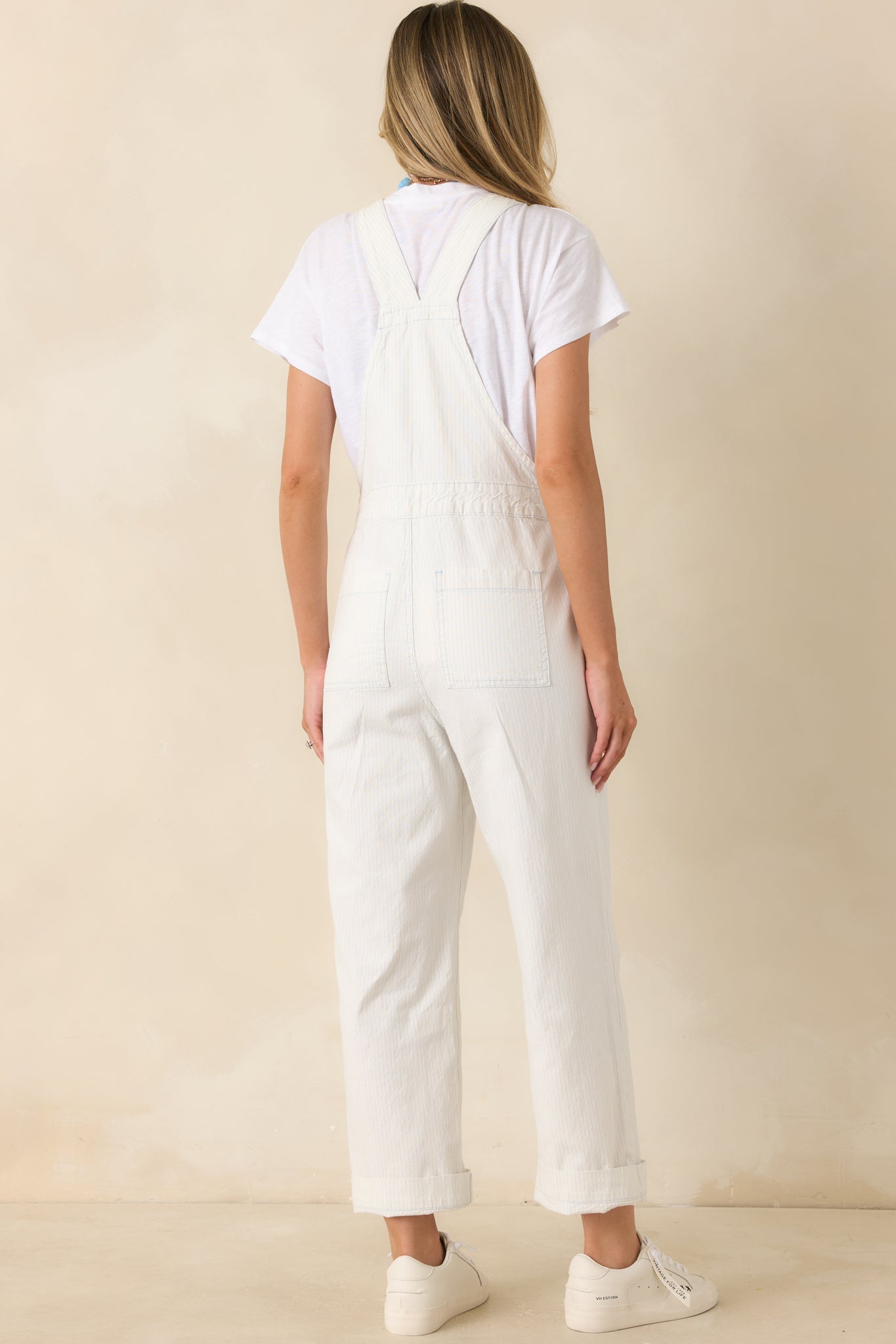 FRNCH Mermadia Ivory & Sky Blue Stripe Cotton Overalls
